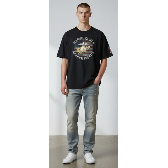 Harley Davidson Marine Corps Double Sided Biker Motorcycle Tee T-Shirt Men's XL - Picture 3 of 12